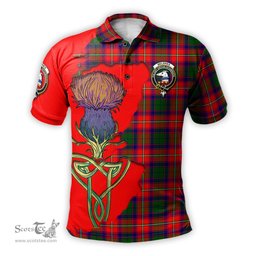 Scottish Belshes Clan Tartan with Thistle and Scotland Map Tartan Plaid Polo Shirt Scottish Plaid Tartan Plaid - ScotsTee - scotstee.com