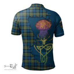 Scottish Colquhoun Ancient Clan Tartan with Thistle and Scotland Map Tartan Plaid Polo Shirt Scottish Plaid Tartan Plaid - ScotsTee - scotstee.com