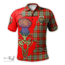 Scottish Chattan Clan Tartan with Thistle and Scotland Map Tartan Plaid Polo Shirt Scottish Plaid Tartan Plaid - ScotsTee - scotstee.com