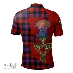 Scottish Broun Modern Clan Tartan with Thistle and Scotland Map Tartan Plaid Polo Shirt Scottish Plaid Tartan Plaid - ScotsTee - scotstee.com