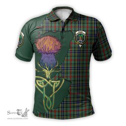 Scottish Bisset Clan Tartan with Thistle and Scotland Map Tartan Plaid Polo Shirt Scottish Plaid Tartan Plaid - ScotsTee - scotstee.com