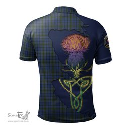 Scottish Cockburn Blue Clan Tartan with Thistle and Scotland Map Tartan Plaid Polo Shirt Scottish Plaid Tartan Plaid - ScotsTee - scotstee.com