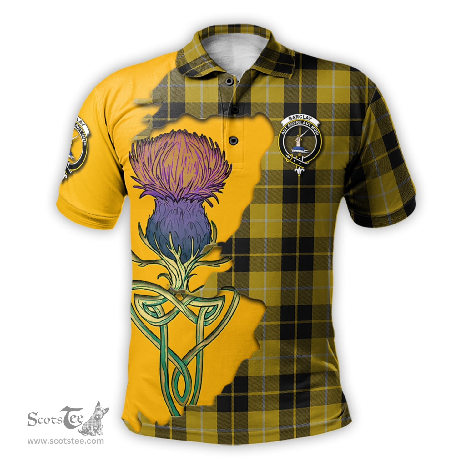 Scottish Barclay Dress Clan Tartan with Thistle and Scotland Map Tartan Plaid Polo Shirt Scottish Plaid Tartan Plaid - ScotsTee - scotstee.com