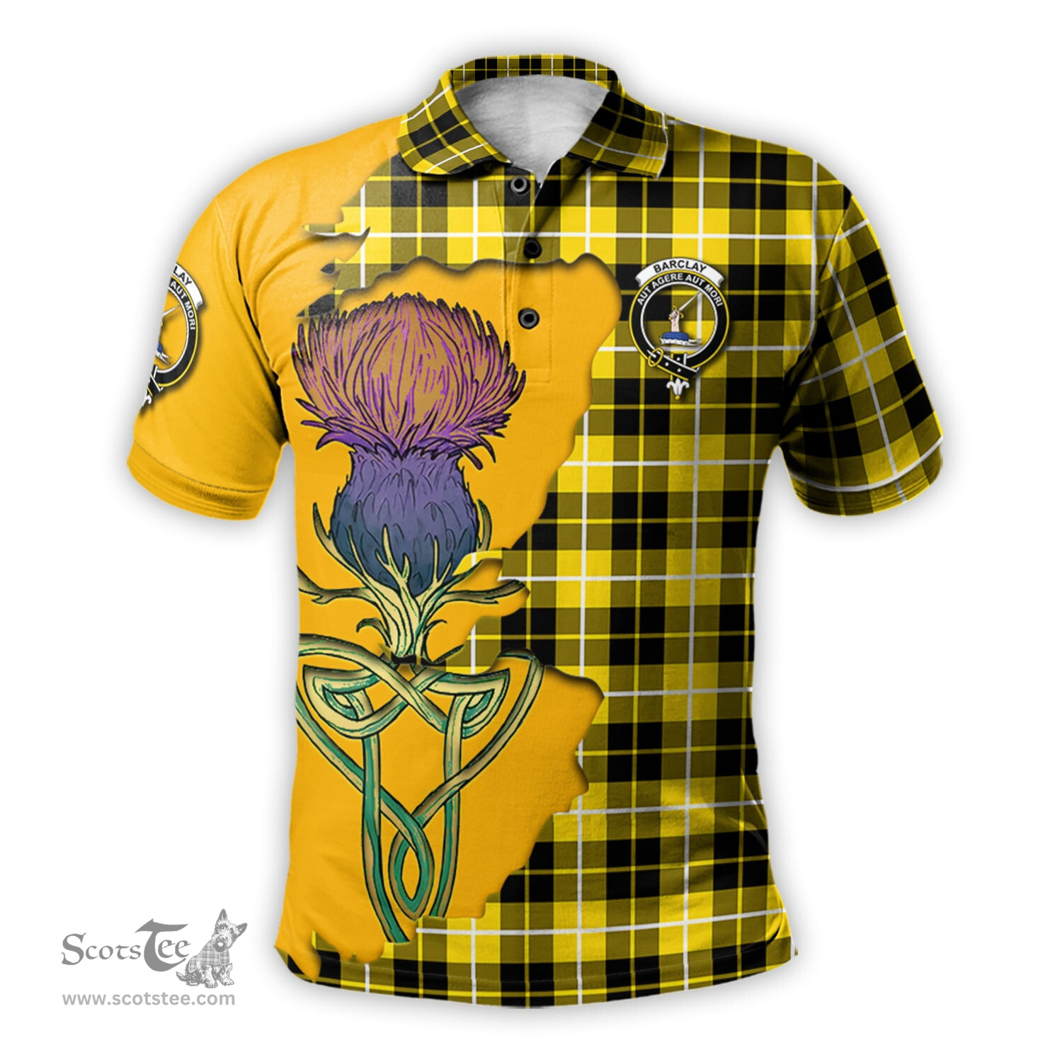 Scottish Barclay Dress Modern Clan Tartan with Thistle and Scotland Map Tartan Plaid Polo Shirt Scottish Plaid Tartan Plaid - ScotsTee - scotstee.com