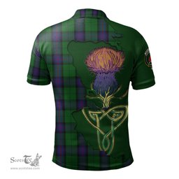 Scottish Armstrong Clan Tartan with Thistle and Scotland Map Tartan Plaid Polo Shirt Scottish Plaid Tartan Plaid - ScotsTee - scotstee.com