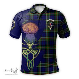 Scottish Colquhoun Modern Clan Tartan with Thistle and Scotland Map Tartan Plaid Polo Shirt Scottish Plaid Tartan Plaid - ScotsTee - scotstee.com