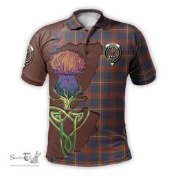Scottish Fraser Hunting Modern Clan Tartan with Thistle and Scotland Map Tartan Plaid Polo Shirt Scottish Plaid Tartan Plaid - ScotsTee - scotstee.com