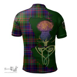 Scottish Chalmers Modern Clan Tartan with Thistle and Scotland Map Tartan Plaid Polo Shirt Scottish Plaid Tartan Plaid - ScotsTee - scotstee.com
