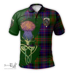 Scottish Chalmers Modern Clan Tartan with Thistle and Scotland Map Tartan Plaid Polo Shirt Scottish Plaid Tartan Plaid - ScotsTee - scotstee.com