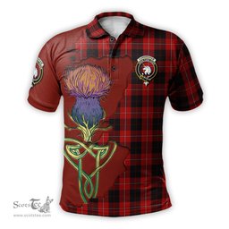 Scottish Cunningham Clan Tartan with Thistle and Scotland Map Tartan Plaid Polo Shirt Scottish Plaid Tartan Plaid - ScotsTee - scotstee.com