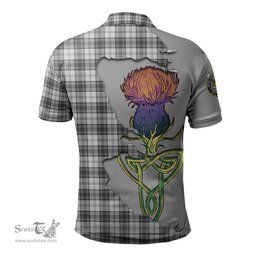 Scottish Douglas Grey Modern Clan Tartan with Thistle and Scotland Map Tartan Plaid Polo Shirt Scottish Plaid Tartan Plaid - ScotsTee - scotstee.com