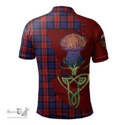 Scottish Graham of Menteith Red Clan Tartan with Thistle and Scotland Map Tartan Plaid Polo Shirt Scottish Plaid Tartan Plaid - ScotsTee - scotstee.com