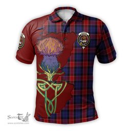Scottish Graham of Menteith Red Clan Tartan with Thistle and Scotland Map Tartan Plaid Polo Shirt Scottish Plaid Tartan Plaid - ScotsTee - scotstee.com
