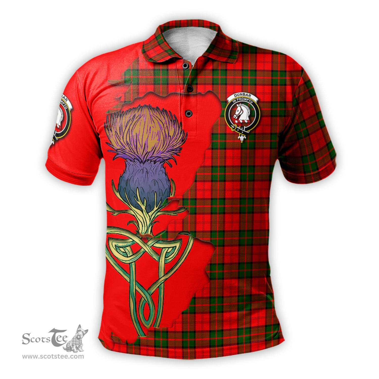 Scottish Dunbar Modern Clan Tartan with Thistle and Scotland Map Tartan Plaid Polo Shirt Scottish Plaid Tartan Plaid - ScotsTee - scotstee.com