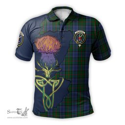 Scottish Colquhoun Clan Tartan with Thistle and Scotland Map Tartan Plaid Polo Shirt Scottish Plaid Tartan Plaid - ScotsTee - scotstee.com