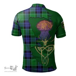 Scottish Haldane Clan Tartan with Thistle and Scotland Map Tartan Plaid Polo Shirt Scottish Plaid Tartan Plaid - ScotsTee - scotstee.com