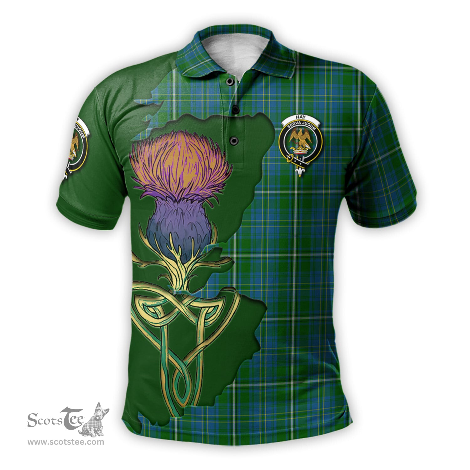 Scottish Hay Hunting Clan Tartan with Thistle and Scotland Map Tartan Plaid Polo Shirt Scottish Plaid Tartan Plaid - ScotsTee - scotstee.com