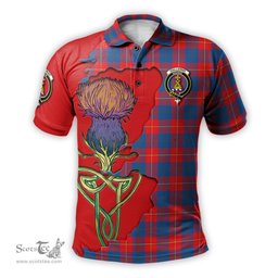 Scottish Galloway Red Clan Tartan with Thistle and Scotland Map Tartan Plaid Polo Shirt Scottish Plaid Tartan Plaid - ScotsTee - scotstee.com