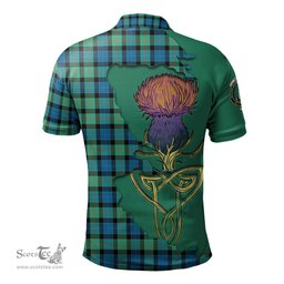 Scottish Gunn Ancient Clan Tartan with Thistle and Scotland Map Tartan Plaid Polo Shirt Scottish Plaid Tartan Plaid - ScotsTee - scotstee.com