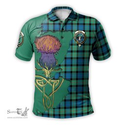 Scottish Gunn Ancient Clan Tartan with Thistle and Scotland Map Tartan Plaid Polo Shirt Scottish Plaid Tartan Plaid - ScotsTee - scotstee.com
