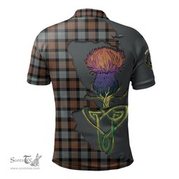 Scottish Gunn Weathered Clan Tartan with Thistle and Scotland Map Tartan Plaid Polo Shirt Scottish Plaid Tartan Plaid - ScotsTee - scotstee.com