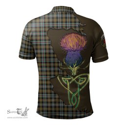 Scottish Farquharson Weathered Clan Tartan with Thistle and Scotland Map Tartan Plaid Polo Shirt Scottish Plaid Tartan Plaid - ScotsTee - scotstee.com