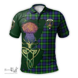 Scottish Gordon Modern Clan Tartan with Thistle and Scotland Map Tartan Plaid Polo Shirt Scottish Plaid Tartan Plaid - ScotsTee - scotstee.com