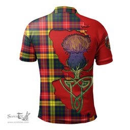 Scottish Dewar Clan Tartan with Thistle and Scotland Map Tartan Plaid Polo Shirt Scottish Plaid Tartan Plaid - ScotsTee - scotstee.com