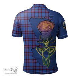 Scottish Elliot Modern Clan Tartan with Thistle and Scotland Map Tartan Plaid Polo Shirt Scottish Plaid Tartan Plaid - ScotsTee - scotstee.com