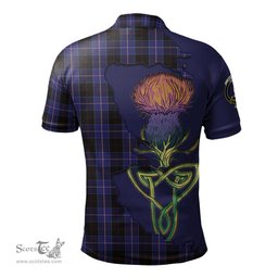 Scottish Dunlop Clan Tartan with Thistle and Scotland Map Tartan Plaid Polo Shirt Scottish Plaid Tartan Plaid - ScotsTee - scotstee.com