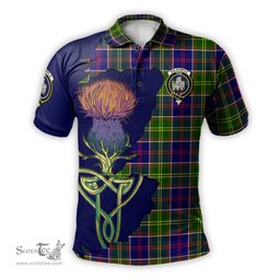 Scottish Dalrymple Clan Tartan with Thistle and Scotland Map Tartan Plaid Polo Shirt Scottish Plaid Tartan Plaid - ScotsTee - scotstee.com