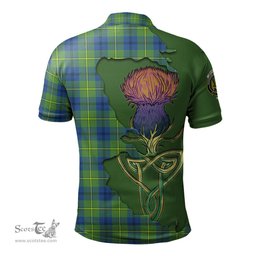 Scottish Johnstone Ancient Clan Tartan with Thistle and Scotland Map Tartan Plaid Polo Shirt Scottish Plaid Tartan Plaid - ScotsTee - scotstee.com