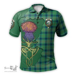Scottish Kennedy Ancient Clan Tartan with Thistle and Scotland Map Tartan Plaid Polo Shirt Scottish Plaid Tartan Plaid - ScotsTee - scotstee.com