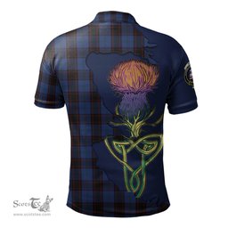 Scottish Home (Hume) Clan Tartan with Thistle and Scotland Map Tartan Plaid Polo Shirt Scottish Plaid Tartan Plaid - ScotsTee - scotstee.com