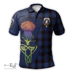 Scottish Home (Hume) Clan Tartan with Thistle and Scotland Map Tartan Plaid Polo Shirt Scottish Plaid Tartan Plaid - ScotsTee - scotstee.com