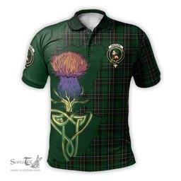 Scottish MacAlpin Clan Tartan with Thistle and Scotland Map Tartan Plaid Polo Shirt Scottish Plaid Tartan Plaid - ScotsTee - scotstee.com