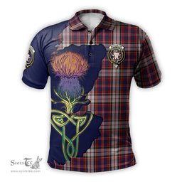 Scottish MacFarlane Dress Clan Tartan with Thistle and Scotland Map Tartan Plaid Polo Shirt Scottish Plaid Tartan Plaid - ScotsTee - scotstee.com