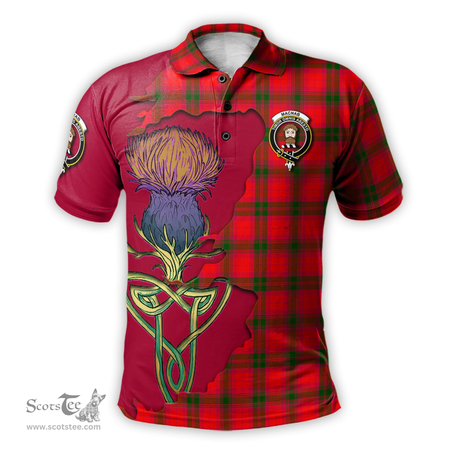 Scottish MacNab Modern Clan Tartan with Thistle and Scotland Map Tartan Plaid Polo Shirt Scottish Plaid Tartan Plaid - ScotsTee - scotstee.com