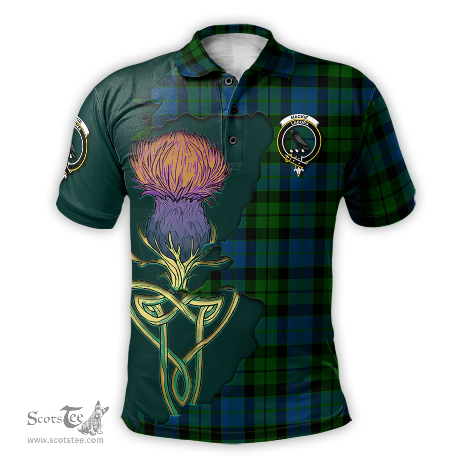 Scottish MacKie Clan Tartan with Thistle and Scotland Map Tartan Plaid Polo Shirt Scottish Plaid Tartan Plaid - ScotsTee - scotstee.com