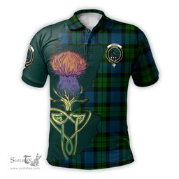 Scottish MacKie Clan Tartan with Thistle and Scotland Map Tartan Plaid Polo Shirt Scottish Plaid Tartan Plaid - ScotsTee - scotstee.com