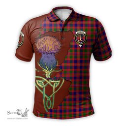 Scottish MacIntyre Modern Clan Tartan with Thistle and Scotland Map Tartan Plaid Polo Shirt Scottish Plaid Tartan Plaid - ScotsTee - scotstee.com