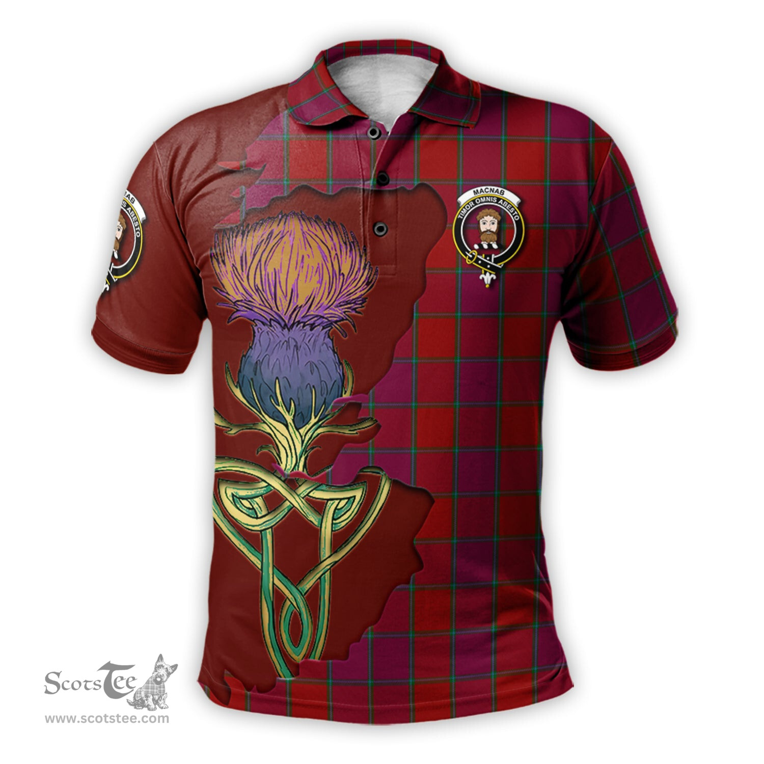 Scottish MacNab Old Clan Tartan with Thistle and Scotland Map Tartan Plaid Polo Shirt Scottish Plaid Tartan Plaid - ScotsTee - scotstee.com