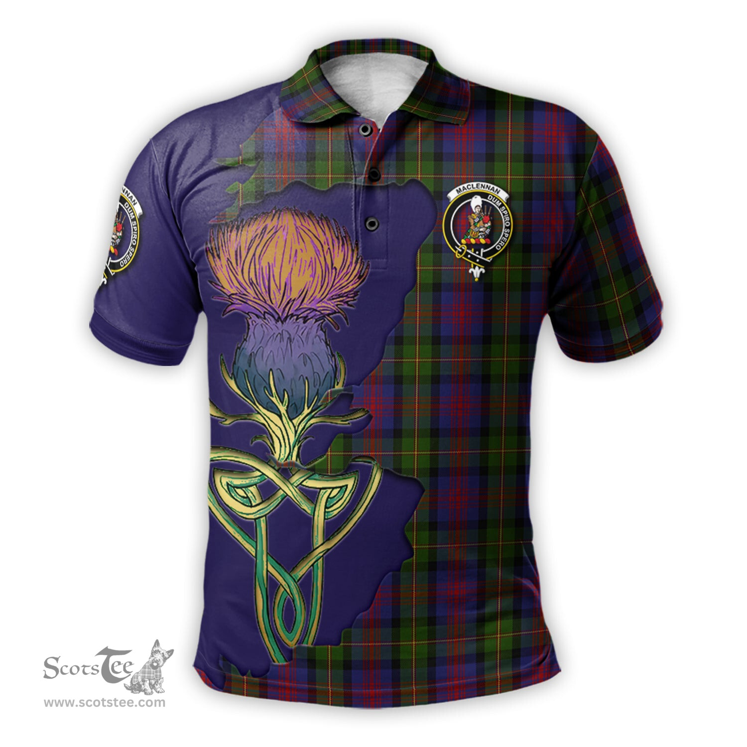 Scottish MacLennan Clan Tartan with Thistle and Scotland Map Tartan Plaid Polo Shirt Scottish Plaid Tartan Plaid - ScotsTee - scotstee.com