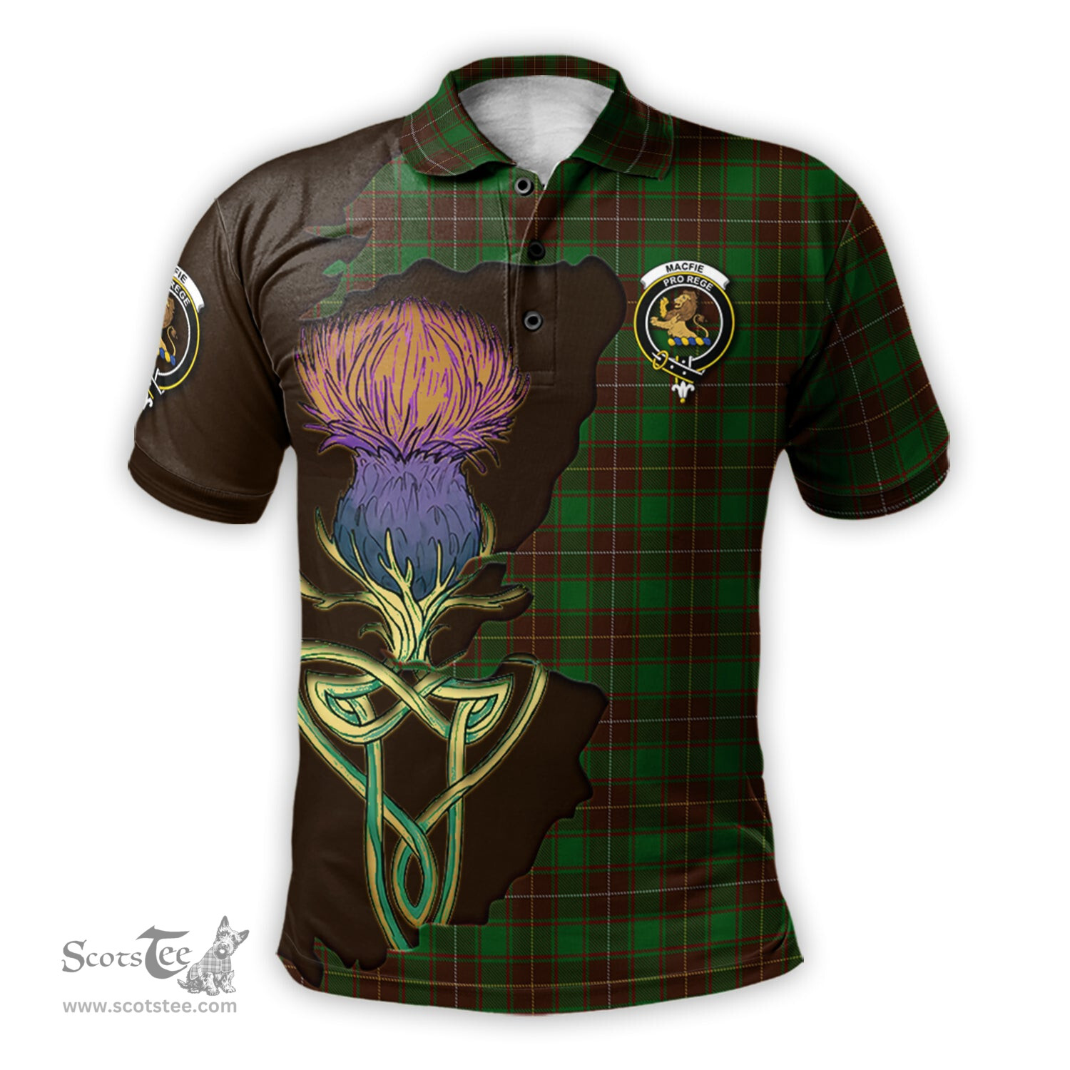 Scottish MacFie Hunting Clan Tartan with Thistle and Scotland Map Tartan Plaid Polo Shirt Scottish Plaid Tartan Plaid - ScotsTee - scotstee.com