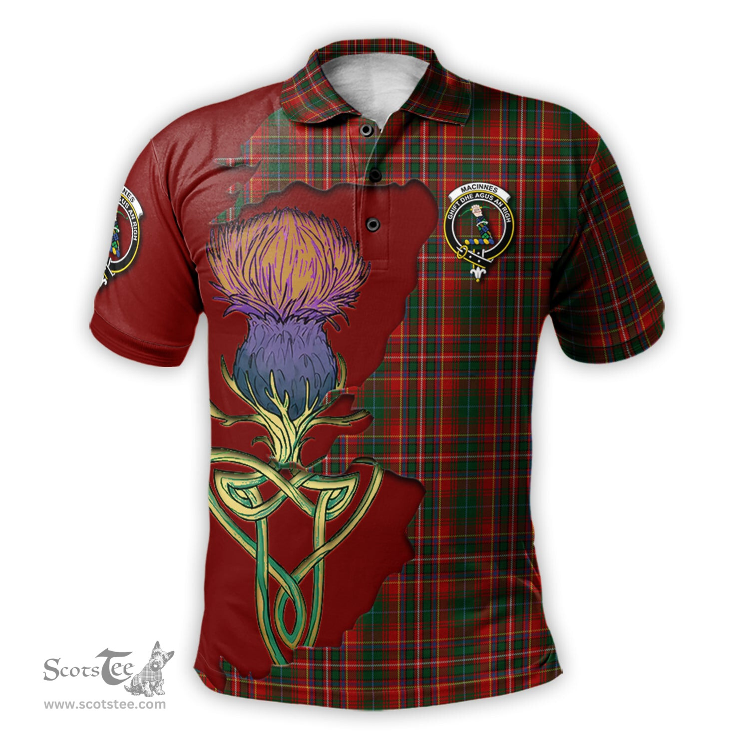Scottish MacInnes Hastie Clan Tartan with Thistle and Scotland Map Tartan Plaid Polo Shirt Scottish Plaid Tartan Plaid - ScotsTee - scotstee.com