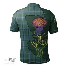 Scottish Irvine of Drum Clan Tartan with Thistle and Scotland Map Tartan Plaid Polo Shirt Scottish Plaid Tartan Plaid - ScotsTee - scotstee.com