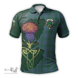 Scottish Irvine of Drum Clan Tartan with Thistle and Scotland Map Tartan Plaid Polo Shirt Scottish Plaid Tartan Plaid - ScotsTee - scotstee.com