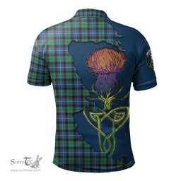 Scottish Hunter Ancient Clan Tartan with Thistle and Scotland Map Tartan Plaid Polo Shirt Scottish Plaid Tartan Plaid - ScotsTee - scotstee.com