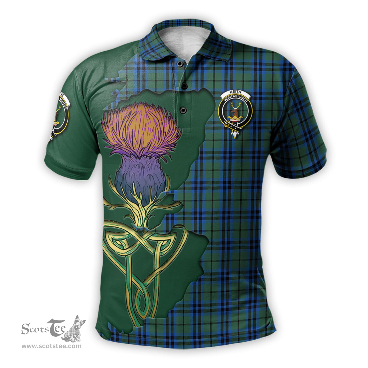 Scottish Keith Clan Tartan with Thistle and Scotland Map Tartan Plaid Polo Shirt Scottish Plaid Tartan Plaid - ScotsTee - scotstee.com