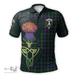 Scottish MacCallum Clan Tartan with Thistle and Scotland Map Tartan Plaid Polo Shirt Scottish Plaid Tartan Plaid - ScotsTee - scotstee.com